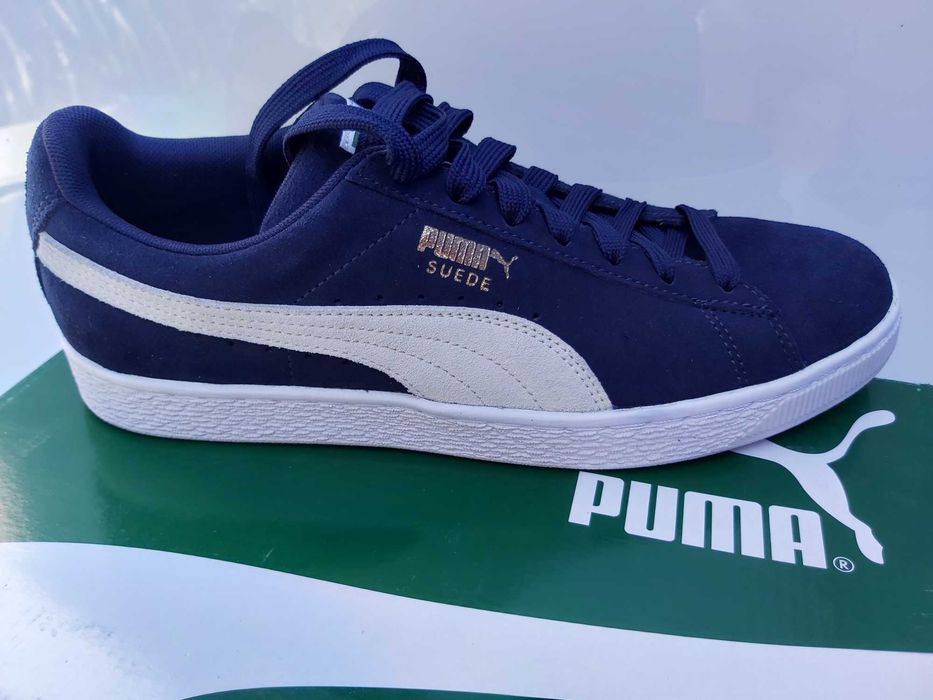 Sneakersy PUMA sportowe zamszowe niebieskie grsnat 43 suede