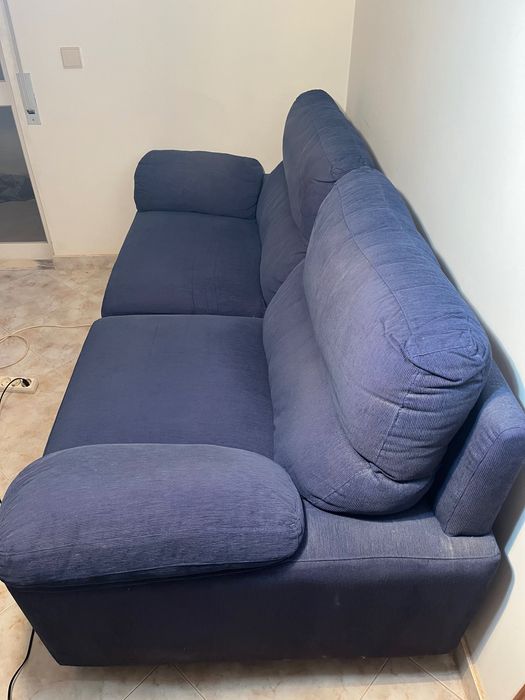 Sofá azul de 3 lugares em tecido, não é sofá-cama – Gambelas, Faro