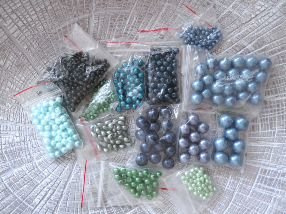 Perły sztuczne | mix zielono-niebieski | nowe