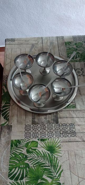 Serviço de sobremesa em aço inoxidável