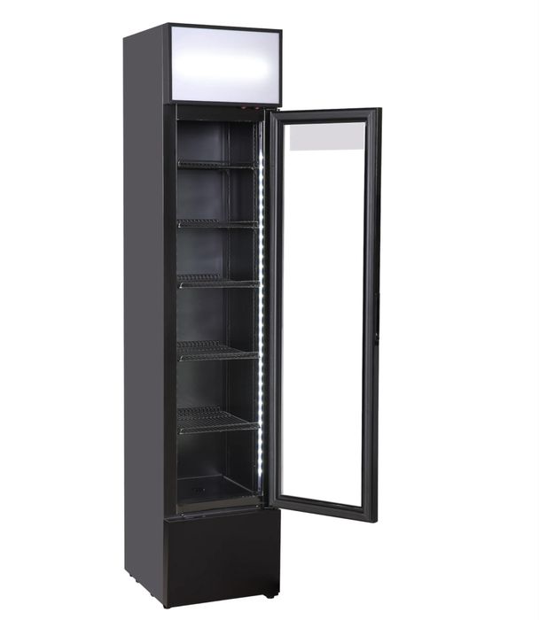 METRO PROFESSIONAL Frigorífico de bebidas Slim GSC2133B, metal/vidro, 39 x 47.5 x 188 cm, 133 L, refrigeração estática, 200 W, com fechadura, preto