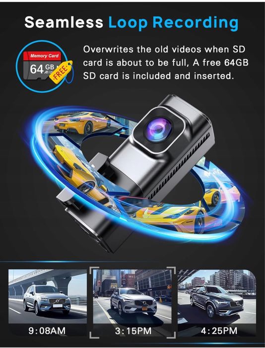 Wideorejestrator Przód Tył 4K Wifi 5G Karta Pamięci 64GB Navycrest Q7