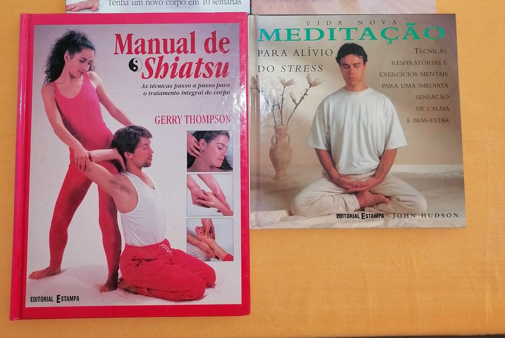 Vários livros de Pilates, Tai chi, Shiatsu e Meditação