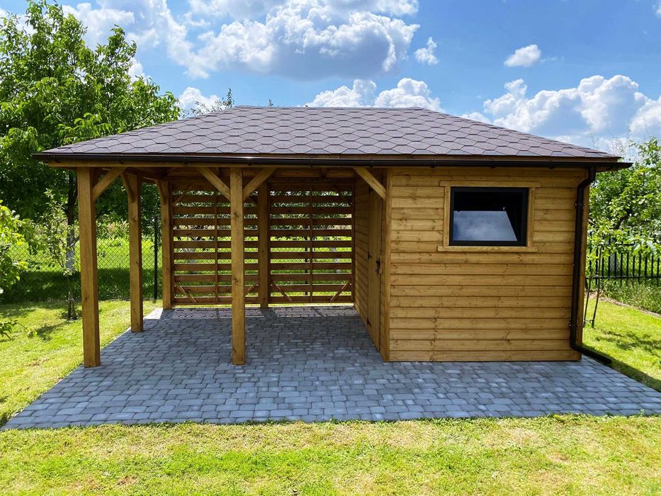 Altana ogrodowa z domkiem narzędziowym Afrodyta 3m x 5m - PRODUCENT