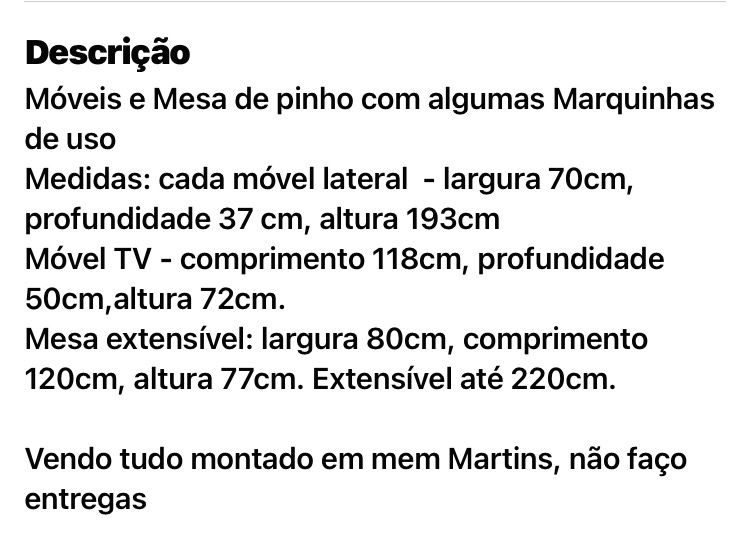 Móvel em pinho TV + mesa de sala