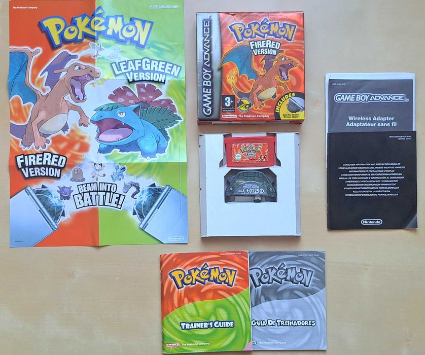 Pokémon FireRed GBA CIB PAL-PT (Com Manual em Português + Wireless + Poster)