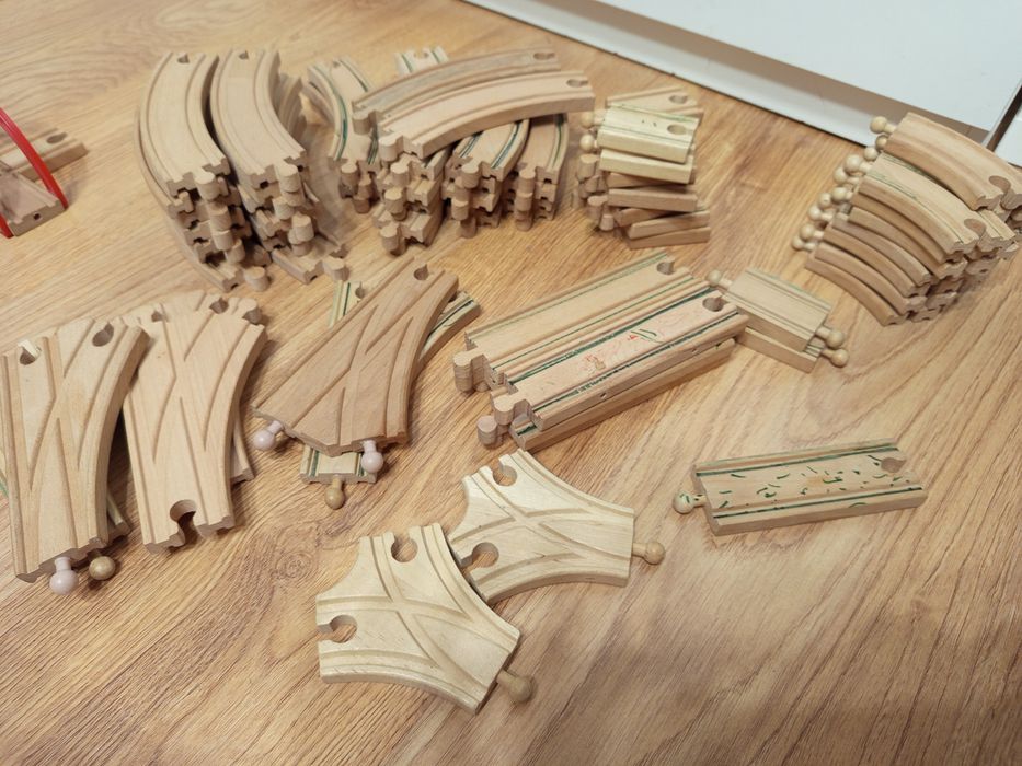 Drewniane tory mix mega zestaw ponad 150 elementów