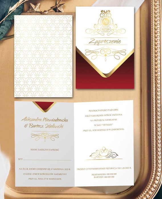 Royal Red – zaproszenia ślubne glamour