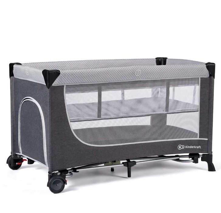 Łóżeczko turystyczne Kinderkraft Leody szare 60x120