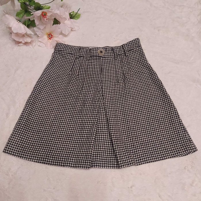 Spódnica Zara we wzory zygzaki pepitka wełna bawełna