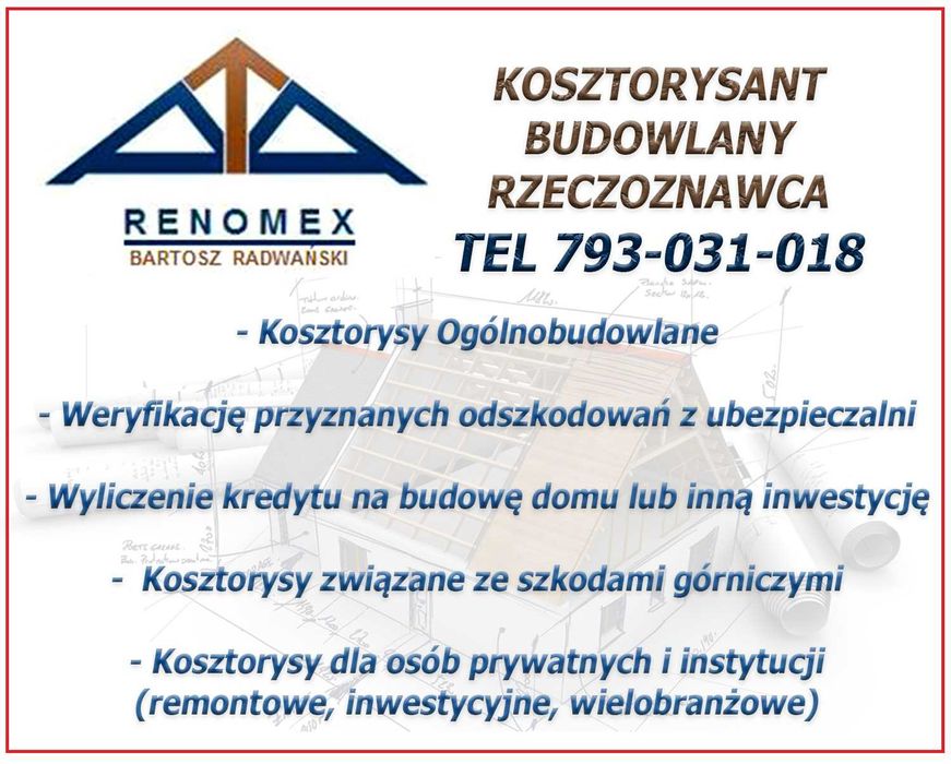 KOSZTORYSANT, Kosztorysy budowlane , Zaniżone Odszkodowanie, MOPS