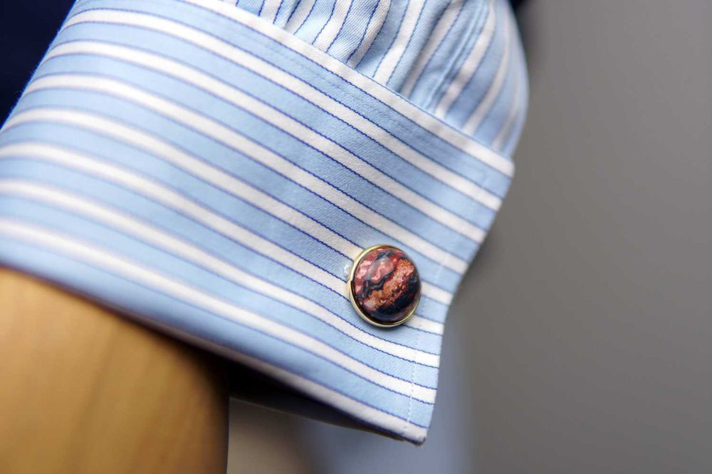 NOWE złote spinki koszulowe do mankietów jaspis kamień czerwone boho