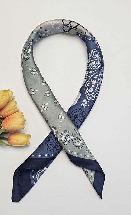 Elegancka apaszka chusta na szyję wzór Paisley łezki damska męska