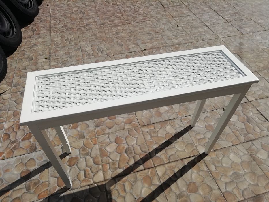 Mesa De Apoio Entrada Branca C Vidro