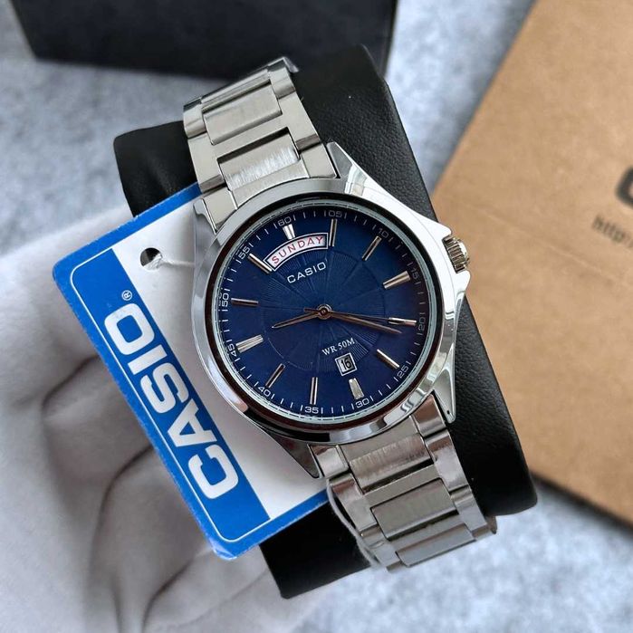 Годинник Casio MTP-1381 Silver/Blue DAY | наручные часы | Касио A159