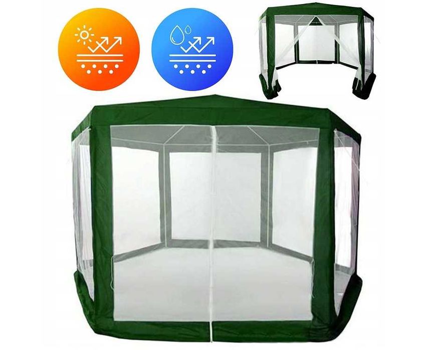 NAMIOT OGRODOWY imprezowy 2x2x2m z moskitiery - ZIELONY