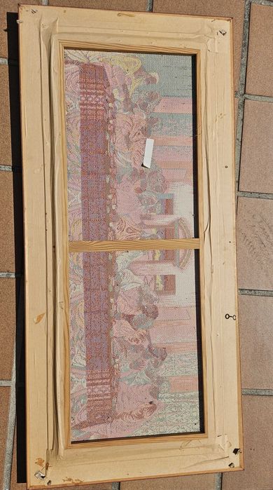 'Última Ceia', Tapeçaria de Algodão Italiana, Moldura de Folha Dourada