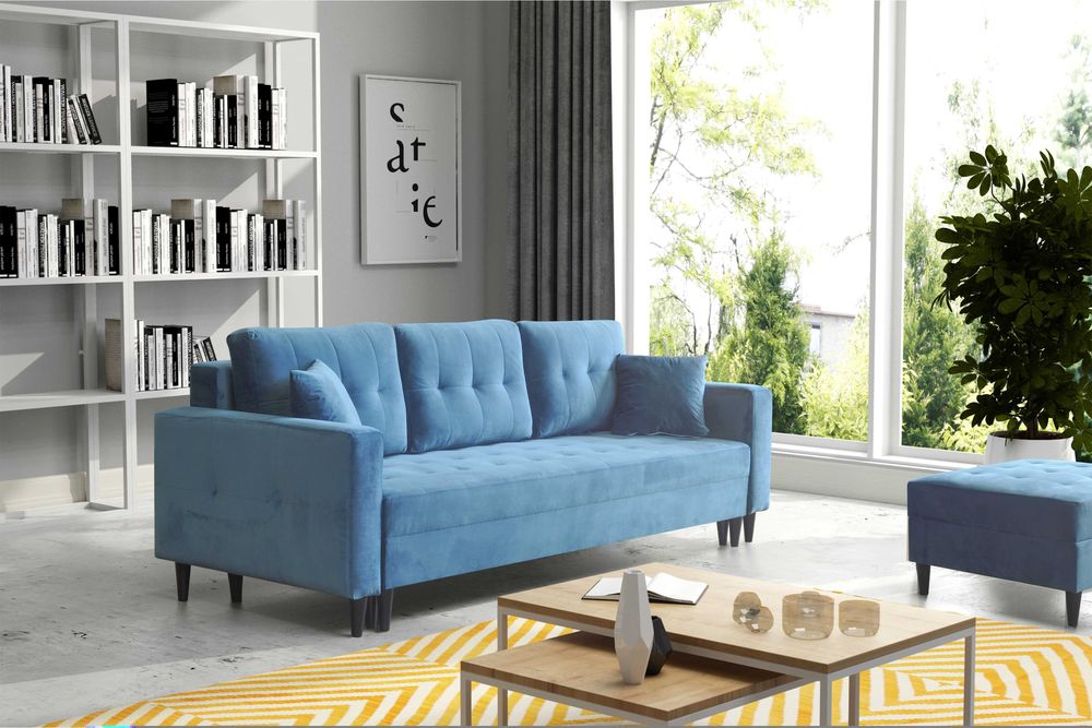 Porto. Narożnik modułowy. Kanapa z pufą. Funkcja spania. Sprężyny