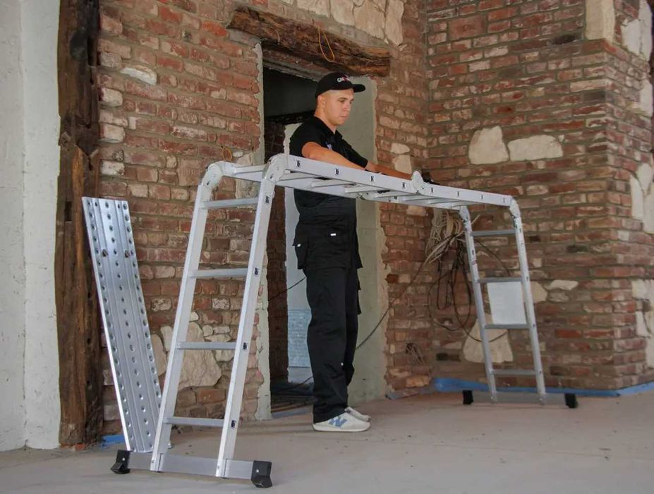 Драбина алюмінієва трансформер шарнірна 4 секційна GUT MEISTER