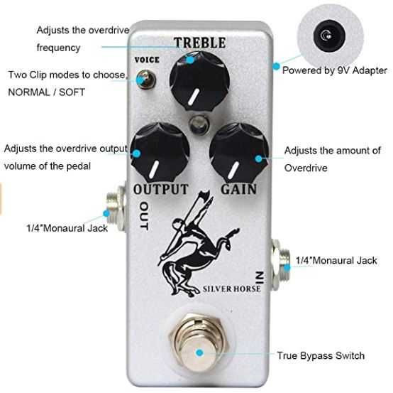 Pedal de Overdrive Distorção Golden Horse, Gumble (novos)