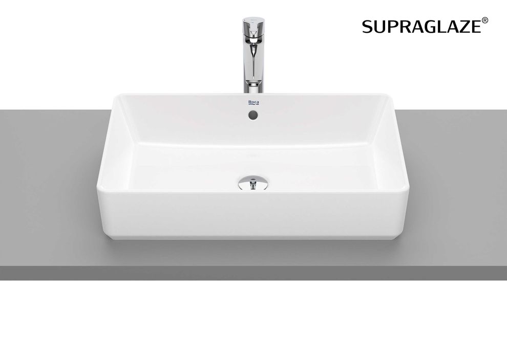 Umywalka nablatowa 60 x 37 cm prostokątna z przelewem