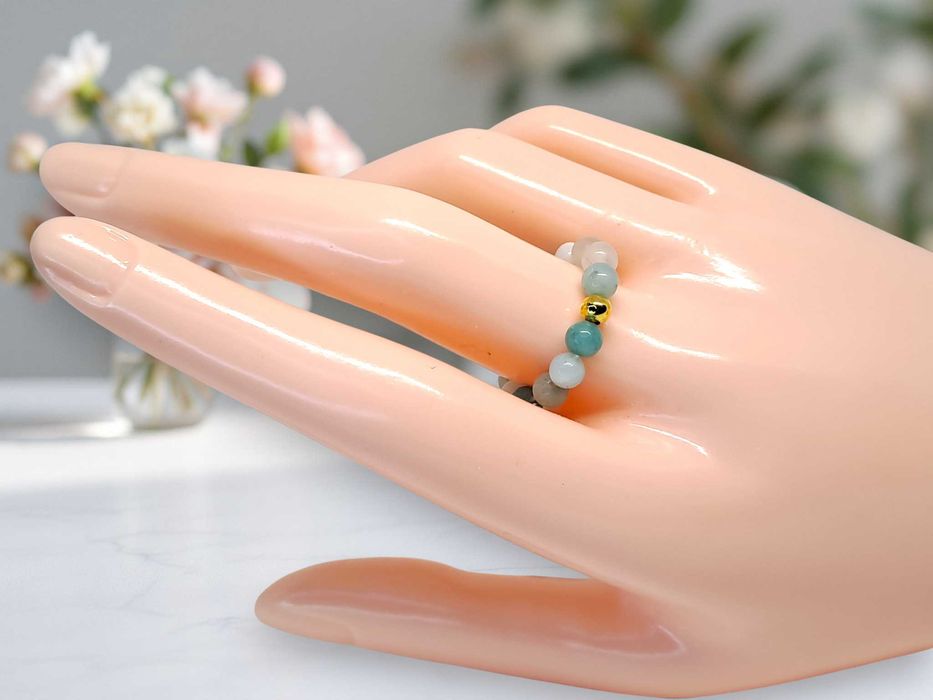 Pierścionek na gumce - AMAZONIT #667