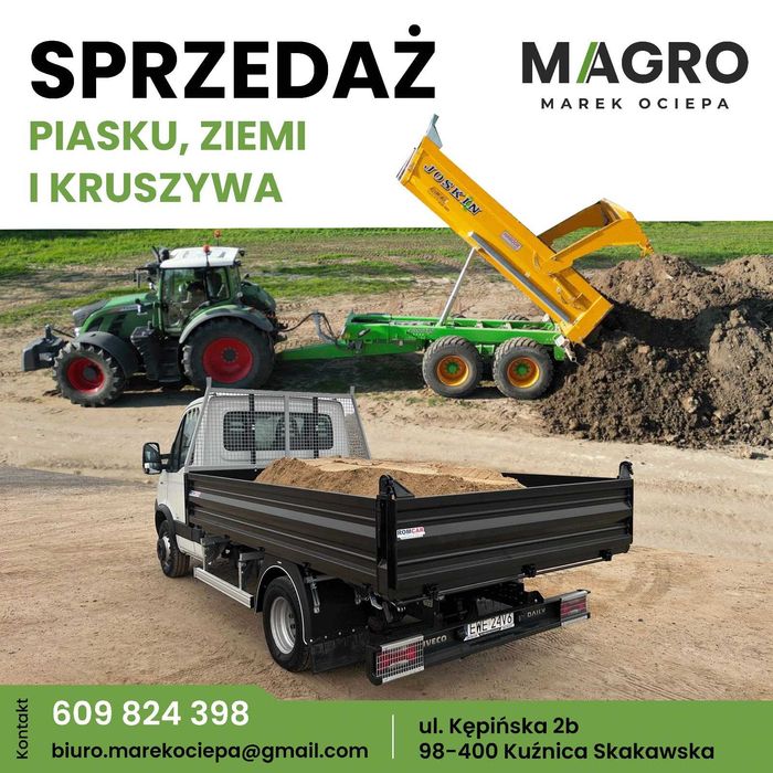 Piasek, żwir, kruszywo + transport