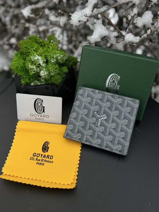 Кошелек Goyard мужской кожаный черный Гоярд гаманець чоловічий білий