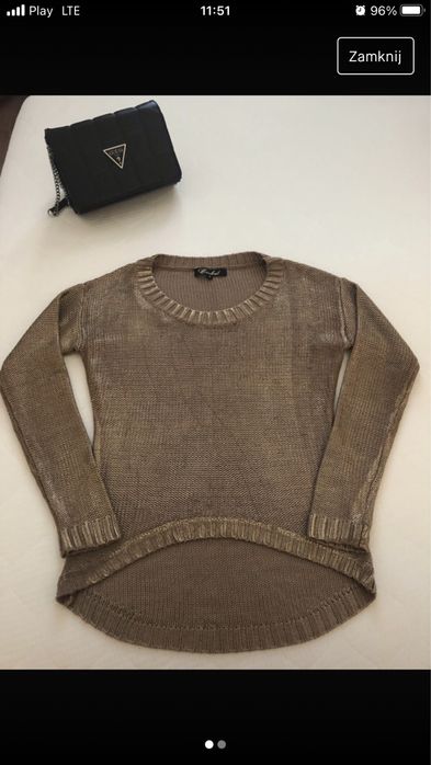 Sweter złoty śliczny r. S ze zlotą nitką