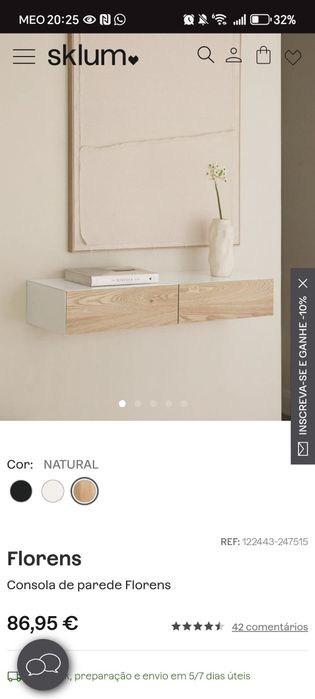 Consola de parede Sklum