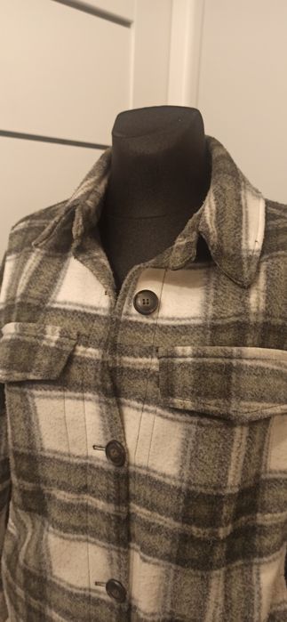 Długi koszulowy płaszcz H&M w kratę S M L