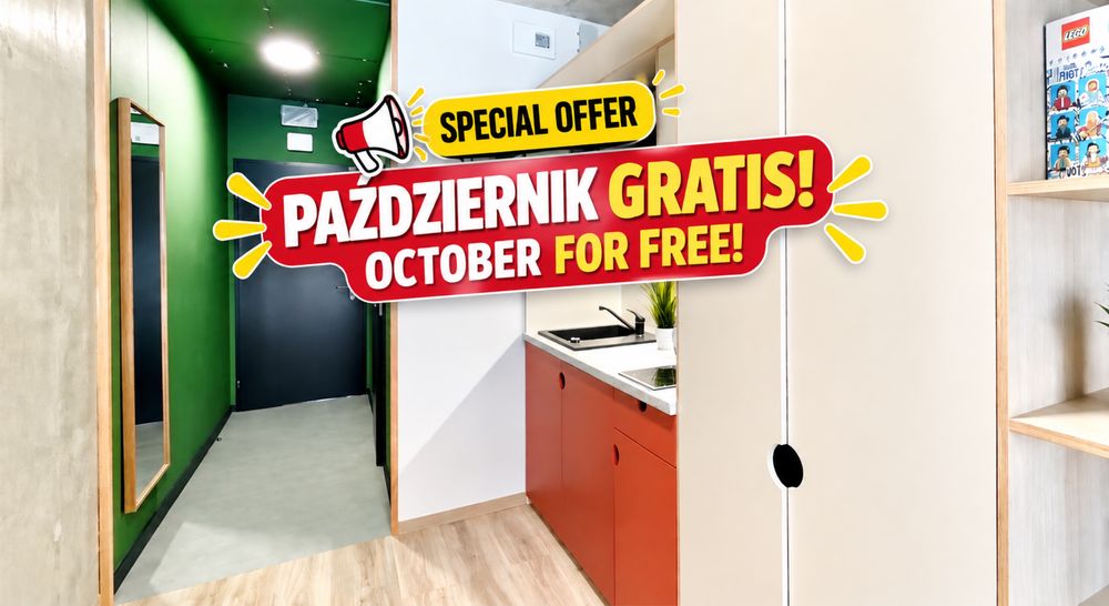 PAŹDZIERNIK GRATIS | Studio 16 m² | 2650 zł ALL INCLUSIVE | Student Depot
