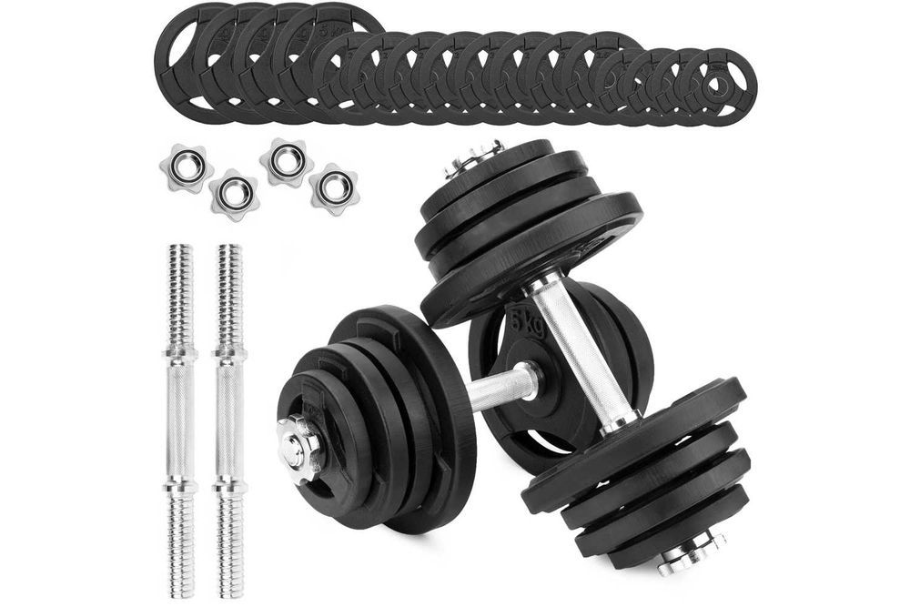 Hantle żeliwne kierownice regulowane 2x25kg zestaw 50kg talerze GD