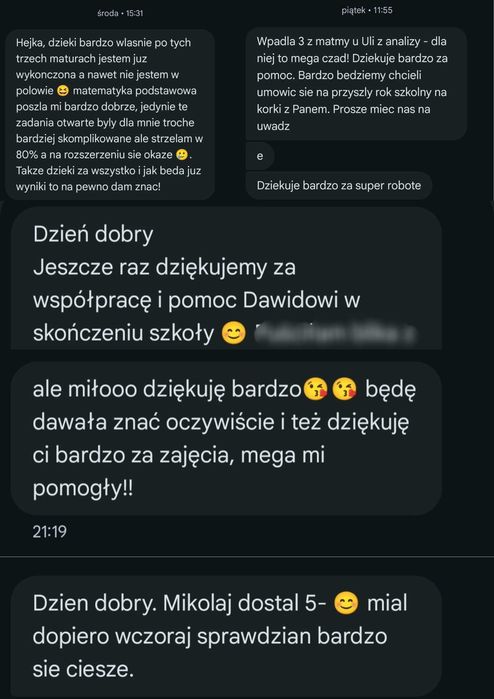 Matematyka na piątkę! Korepetycje z dojazdem i online