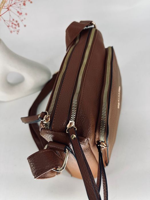 Nowa torebka damska listonoszka 3 przegródki brązowa Marco CONTTI