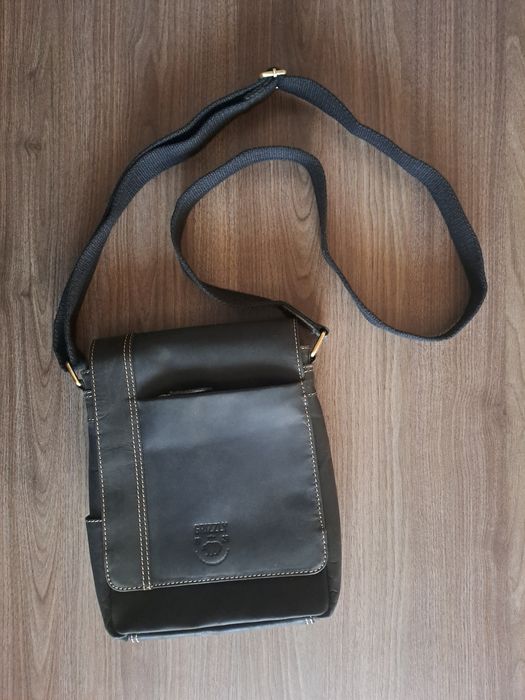 Męska torba na ramię Grizzly | Czarna listonoszka raportówka | Vintage