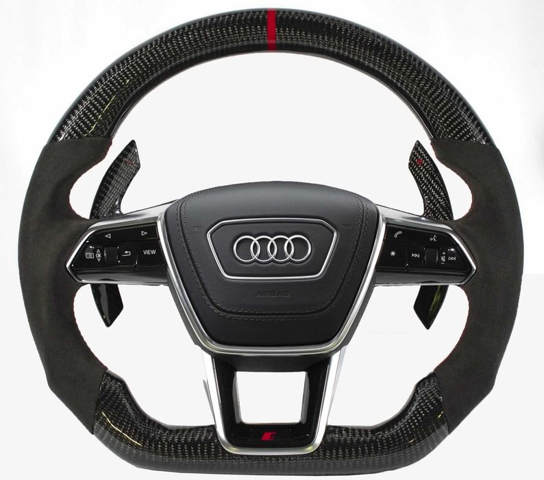Руль карбоновый Audi Q8 4MN SQ8 RSQ8 / Q7 4M SQ7 / S5 RS5 / S6 RS6 / S7 RS7 / S8 / R8 / A6 A7 C8 / A8 D5 / e-tron GE кермо