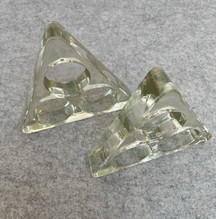 2x Castiçais Porta-Velas Lamparina em Vidro Grosso