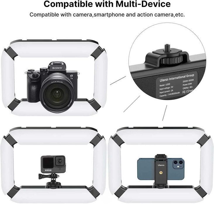 Ulanzi VL120 лампа фото відео LM07 фонарік кільцева лампа Ulanzi U200