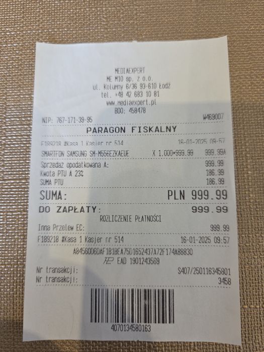 Samsung Galaxy M55 5G - na gwarancji .
