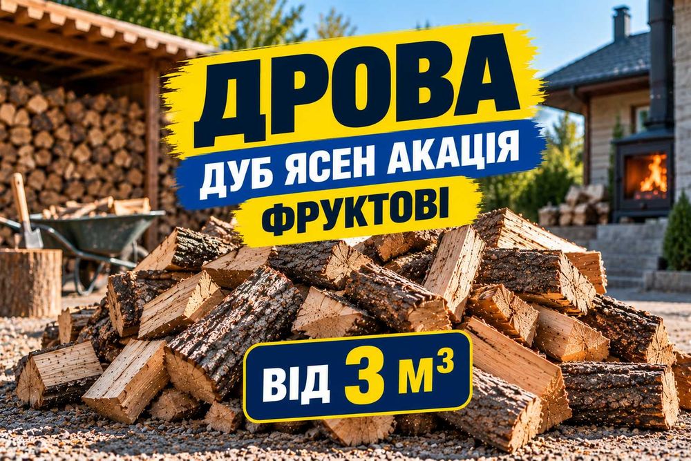Дрова дуб ясен акація фруктові | Продаж деревини кубами без дрібних партій | Колоті дрова, дуб метровий, Дніпро
