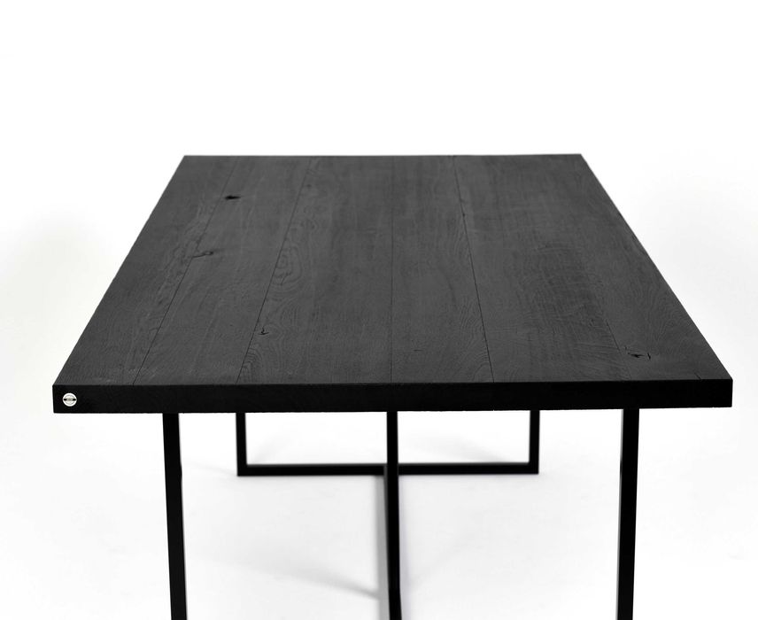 Stół dębowy palony CZARNY LORD | Lite drewno dębowe