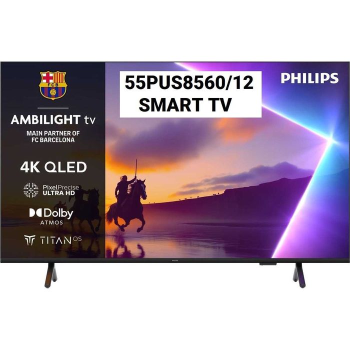 Telewizor QLED Philips 55PUS8560/12 4K UHD Smart TV Ambilight x 3