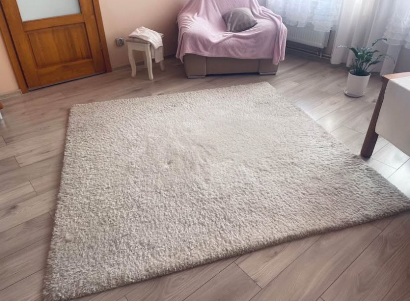 Dywan shaggy 200x200 cm – gruby, miękki, jasny