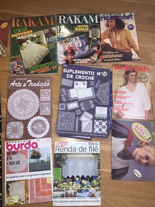 Revistas esquemas tricot crochet Rakam, Burda, Fada do Lar, Anos 80/90