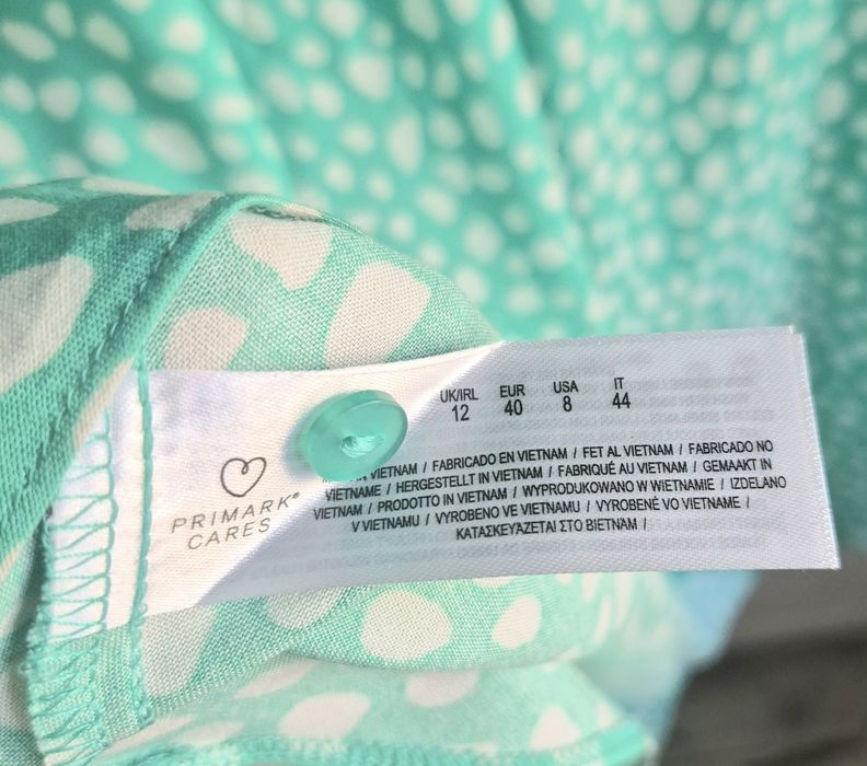 Sukienka maxi dluga vintage M 38 L 40 w groszki zielona wiskoza bufki