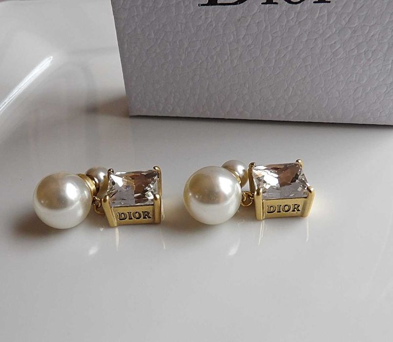 Dior kolczyki perła i kryształ