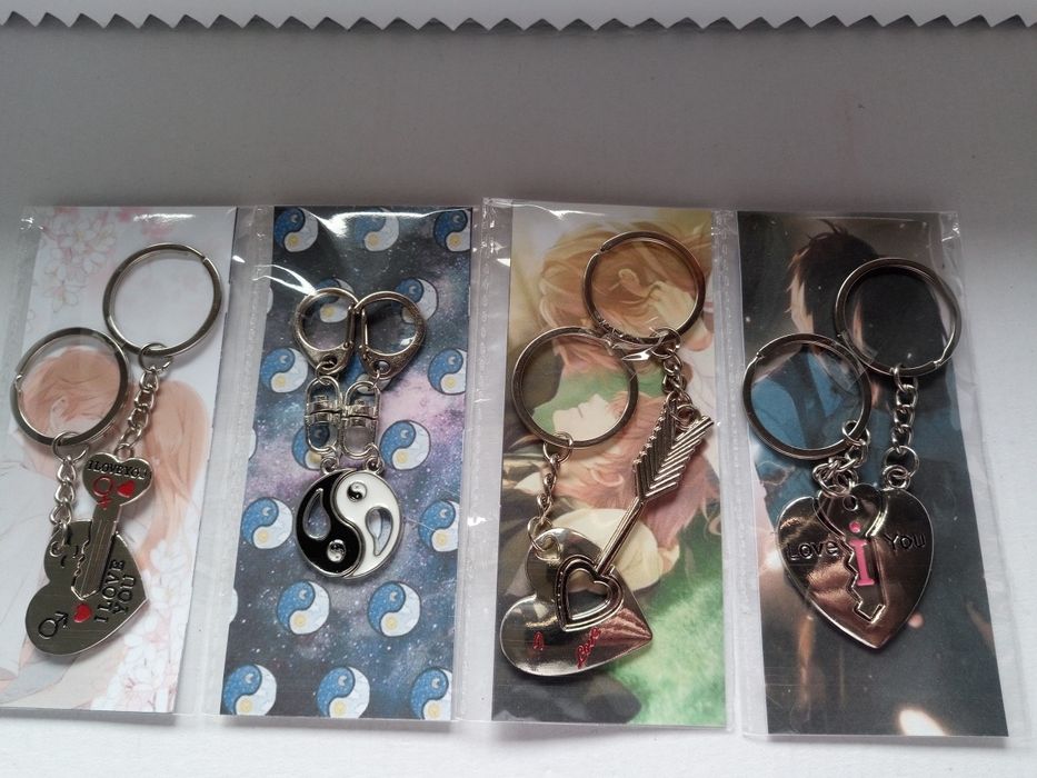 2X Porta Chaves Namorados pendente yin yang love you amor seta coracao