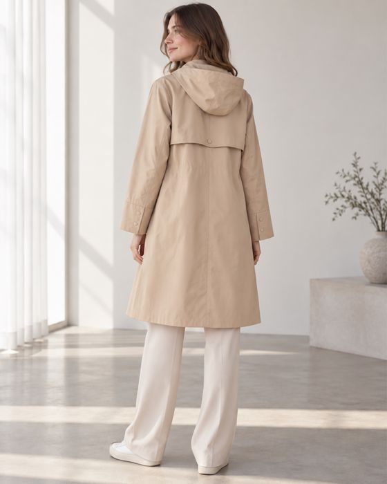 Плащ тренч Mango Suit бежевий з капюшоном, розмір S-M