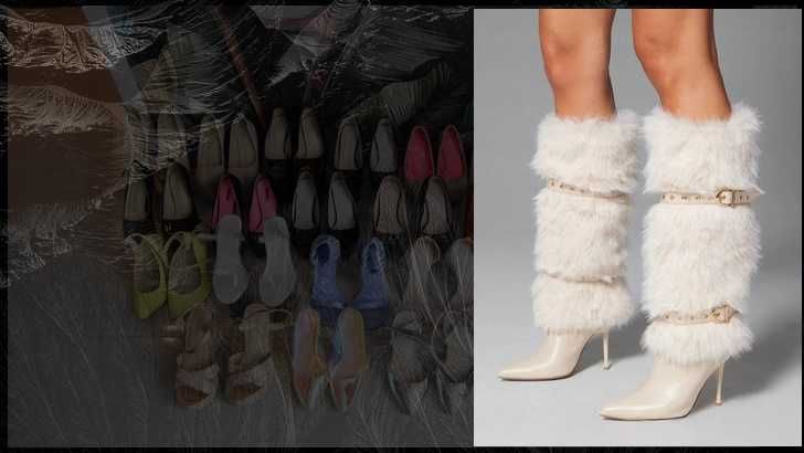 Kremowe, śliczne kozaki na szpilce z futerkiem, używane, rozmiar 38,5